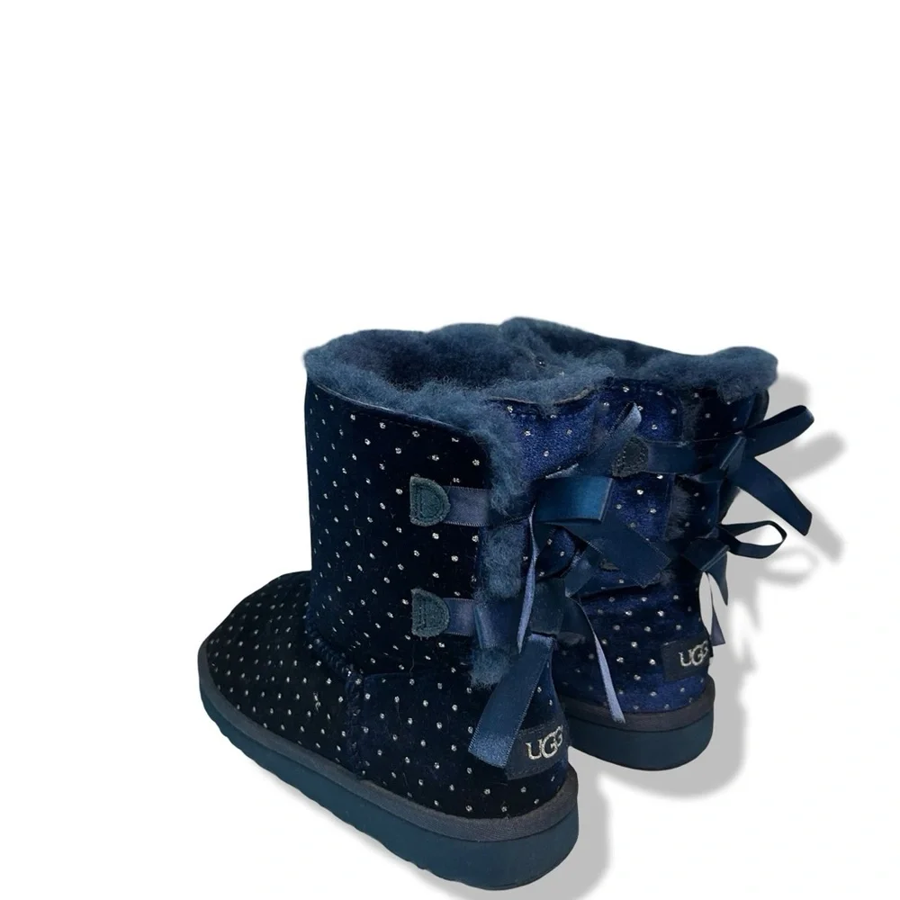 Classic UGG Navy Boots w/ Polka Dots & Satin Bows - Picture 7 of 7